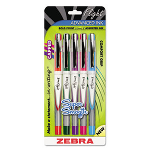 ZEBRA PEN CORPORATION 21875 Z-Grip Flight Stick Ballpoint Pen, Assorted, 5/Set by ZEBRA PEN CORP.