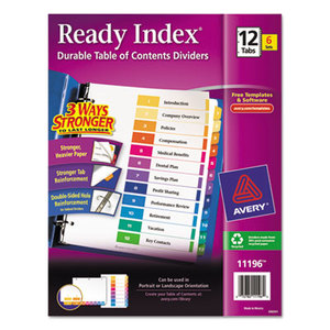 Avery 11196 Ready Index Customizable Table of Contents, Asst Dividers, 12-Tab, Ltr, 6 Sets by AVERY-DENNISON