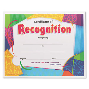 Certificate of Recognition Awards, 8-1/2 x 11, 30/Pack by TREND ENTERPRISES, INC.