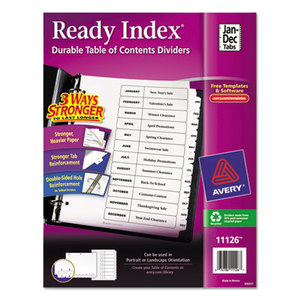 Avery 11126 Ready Index Customizable Table of Contents Black & White Dividers, 12-Tab, Ltr by AVERY-DENNISON