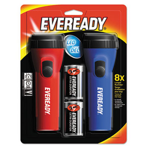 LED Economy Flashlight, Red/Blue, 2/Pack by EVEREADY BATTERY