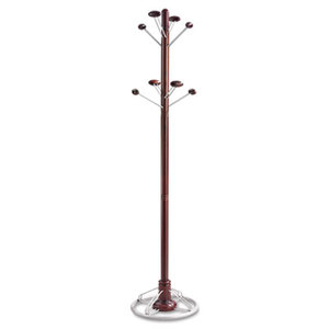 Modern Costumer, Eight Hook, Wood/Steel, 18-1/2w x 18-1/2d x 69h, Mahogany by SAFCO PRODUCTS