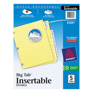 Avery 23281 Insertable Big Tab Dividers, 5-Tab, Letter by AVERY-DENNISON