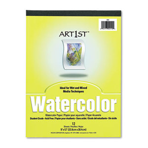 PACON CORPORATION 4910 Artist Watercolor Paper Pad, 9 x 12, White, 12 Sheets by PACON CORPORATION