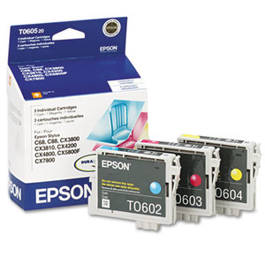 Epson Corporation T060520 T060520 Ink, 1350 Page-Yield, 3/Pack, Cyan, Magenta, Yellow by EPSON AMERICA, INC.