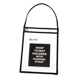 C-Line Products, Inc 41922 Shop Ticket Holder with Strap, Black, Stitched, 75", 9 x 12, 15/BX by C-LINE PRODUCTS, INC