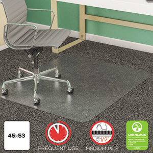 SuperMat Frequent Use Chair Mat for Medium Pile Carpet, Beveled, 45 x 53, Clear by DEFLECTO CORPORATION