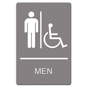 ADA Sign, Men Restroom Wheelchair Accessible Symbol, Molded Plastic, 6 x 9, Gray by U. S. STAMP & SIGN