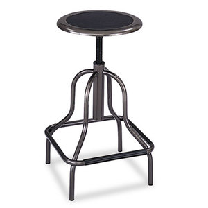 Diesel Series Backless Industrial Stool, High Base, Black Leather Seat by SAFCO PRODUCTS