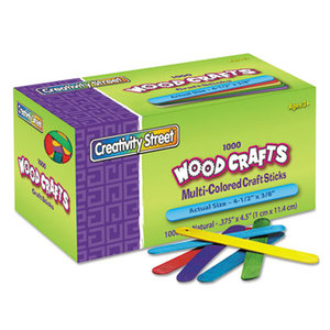 Colored Wood Craft Sticks, 4 1/2 x 3/8, Wood, Assorted, 1000/Box by THE CHENILLE KRAFT COMPANY