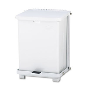 RUBBERMAID COMMERCIAL PROD. FGST7EPLWH Defenders Biohazard Step Can, Square, Steel, 7gal, White by RUBBERMAID COMMERCIAL PROD.