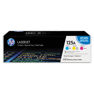 Hewlett-Packard CE259A HP 125A, (CE259A) 3-pack Cyan/Yellow/Magenta Original LaserJet Toner Cartridges by HEWLETT PACKARD SUPPLIES