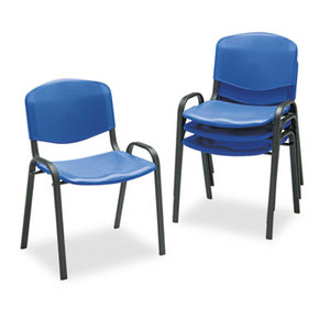 Safco Products 4185BU Contour Stacking Chairs, Blue w/Black Frame, 4/Carton by SAFCO PRODUCTS