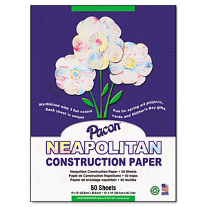 PACON CORPORATION 9540 Neapolitan Construction Paper, 63 lbs., 9 x 12, Marbled, 50 Sheets/Pack by PACON CORPORATION