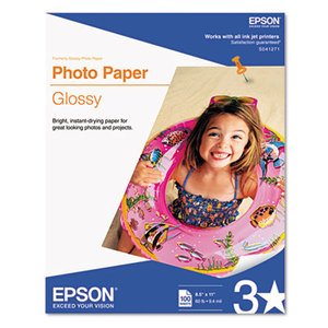 Epson Corporation S041271 Glossy Photo Paper, 52 lbs, Glossy, 8-1/2 x 11, 100 Sheets/Pack by EPSON AMERICA, INC.