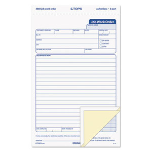 Snap-Off Job Work Order Form, 5 1/2 x 8 1/2, Three-Part Carbonless, 50 Forms by TOPS BUSINESS FORMS