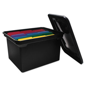 File Tote Storage Box w/Lid, Legal/Letter, Plastic, Black by ADVANTUS CORPORATION