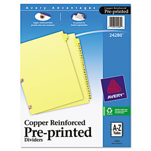 Avery 24280 Preprinted Laminated Tab Dividers w/Copper Reinforced Holes, 25-Tab, Letter by AVERY-DENNISON