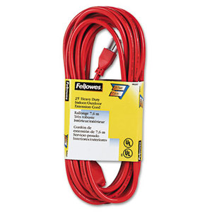 Fellowes, Inc 99597 Indoor/Outdoor Heavy-Duty 3-Prong Plug Extension Cord, 1-Outlet, 25ft, Orange by FELLOWES MFG. CO.