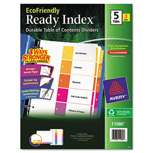 Ready Index Customizable Table of Contents, Asst Dividers, 5-Tab, Ltr, 3 Sets by AVERY-DENNISON