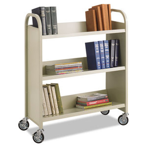 Safco Products 5358SA Steel Book Cart, Three-Shelf, 36w x 14-1/2d x 43-1/2h, Sand by SAFCO PRODUCTS