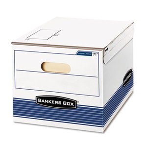 STOR/FILE Storage Box, Letter/Legal, 12 x 15 x 10, White/Blue, 12/Carton by FELLOWES MFG. CO.
