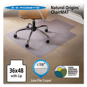 E.S. ROBBINS 141032 Natural Origins Chair Mat With Lip For Carpet, 36 x 48, Clear by E.S. ROBBINS