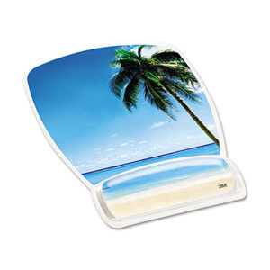Fun Design Clear Gel Mouse Pad Wrist Rest, 6 4/5 x 8 3/5 x 3/4, Beach Design by 3M/COMMERCIAL TAPE DIV.