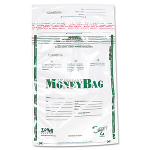 Plastic Money Bags, Tamper Evident, 9 x 12, Clear, 50/Pack by PM COMPANY