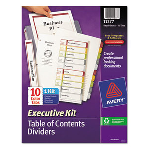 Avery 11277 Ready Index Customizable Executive Table of Contents, Asst Dividers, 10-Tab, Ltr by AVERY-DENNISON