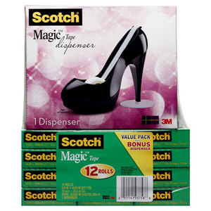 Magic Tape Value Pack with Black Shoe Dispenser, 3/4" x 1000", 12/Pack by 3M/COMMERCIAL TAPE DIV.