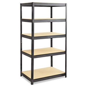 Safco Products 6247BL Boltless Steel/Particleboard Shelving, Five-Shelf, 36w x 24d x 72h, Black by SAFCO PRODUCTS