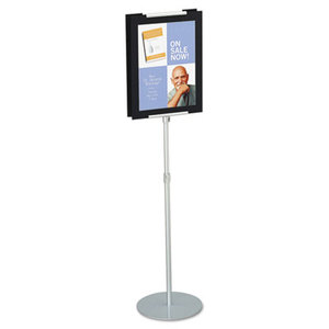 Adjustable Sign Stand, Metal, 44" to 73" High, Silver by QUARTET MFG.