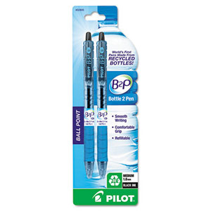 Pilot Corporation 32805 B2P Bottle-2-Pen Recycled Retractable Ball Point Pen, Black Ink, 1mm, 2/Pack by PILOT CORP. OF AMERICA