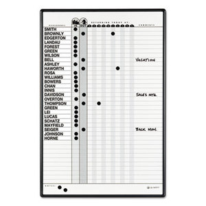 Magnetic Employee In/Out Board, Porcelain, 24 x 36, Gray/Black Aluminum Frame by QUARTET MFG.