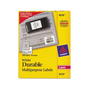 Avery 6576 Permanent ID Labels w/TrueBlock Technology, Laser, 1 1/4 x 1 3/4, White, 1600/PK by AVERY-DENNISON