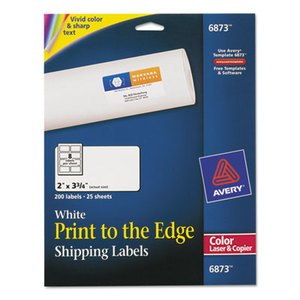 Avery 6873 Color Printing Mailing Labels, 2 x 3 3/4, White, 200/Pack by AVERY-DENNISON