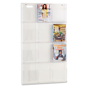 Safco Products 5602CL Reveal Clear Literature Displays, 12 Compartments, 30w x 2d x 49h, Clear by SAFCO PRODUCTS