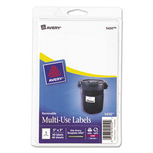 Avery 05450 Removable Multi-Use Labels, 5 x 3, White, 40/Pack by AVERY-DENNISON