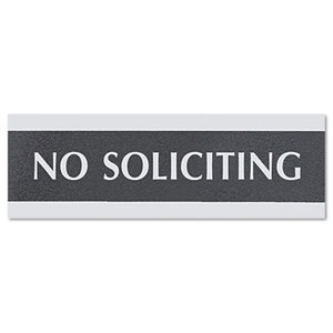 U.S. Stamp & Sign 4758 Century Series Office Sign, NO SOLICITING, 9 x 3, Black/Silver by U. S. STAMP & SIGN