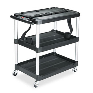 MediaMaster Three-Shelf AV Cart, 18-5/8w x 32-1/2d x 32-1/8h, Black by RUBBERMAID COMMERCIAL PROD.