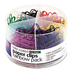 Plastic Coated Paper Clips, Assorted Colors, 300 Small Clips, 150 Giant Clips by OFFICEMATE INTERNATIONAL CORP.