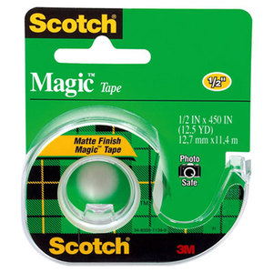 3M 104 Magic Tape w/Refillable Dispenser, 1/2" x 450", Clear by 3M/COMMERCIAL TAPE DIV.