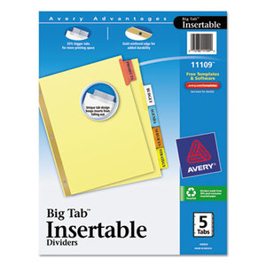 Avery 11109 Insertable Big Tab Dividers, 5-Tab, Letter by AVERY-DENNISON