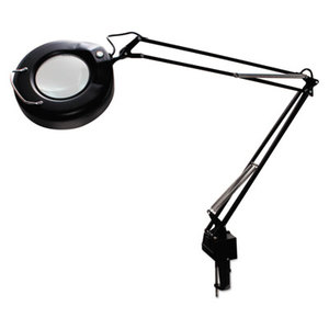 LEDU CORP. L745BK Clamp-On Fluorescent Swing Arm Magnifier Lamp, 5" Lens, 42" Reach, Black by LEDU CORP.