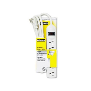 Fellowes, Inc 99028 Six-Outlet Power Strip, 120V, 6ft Cord, 9 5/8 x 1 13/16 x 1 7/16, Platinum by FELLOWES MFG. CO.