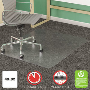 Deflecto Corporation CM14443F SuperMat Frequent Use Chair Mat for Medium Pile Carpet, Beveled, 46 x 60, Clear by DEFLECTO CORPORATION