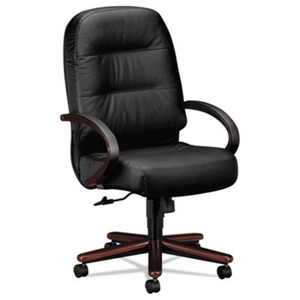 HON COMPANY 2191NSR11 2190 Pillow-Soft Wood Series Executive High-Back Chair, Mahogany/Black Leather by HON COMPANY