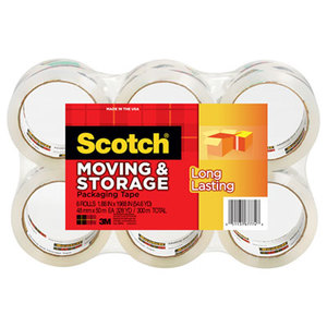 3M 3650-6 Moving & Storage Tape, 1.88" x 54.6yds, 3" Core, Clear, 6 Rolls/Pack by 3M/COMMERCIAL TAPE DIV.