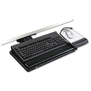 3M AKT100LE Positive Locking Keyboard Tray, Highly Adjustable Platform, 21-3/4" Track, Black by 3M/COMMERCIAL TAPE DIV.